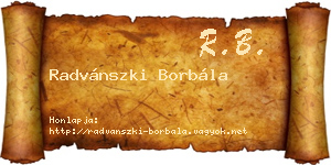 Radvánszki Borbála névjegykártya